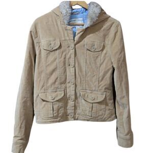 Aeropostale Vintage 90s Y2K Brown Faux Fur Collar Bomber Jacket Medium  Preppy